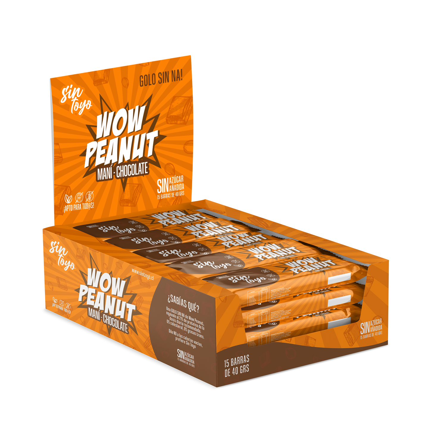 Wow Peanut Chocolate-Maní 15 unidades